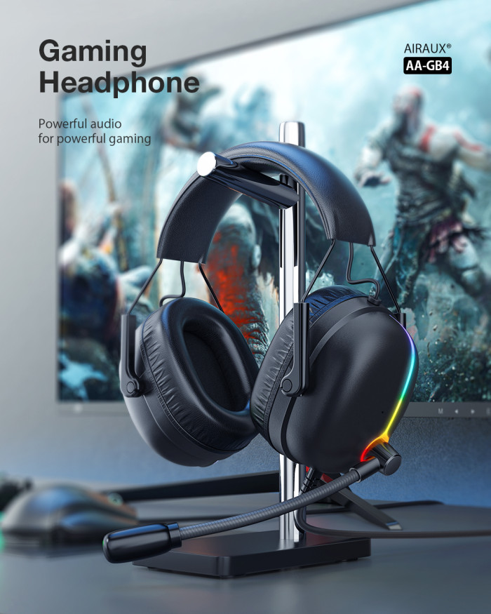 25€ with Coupon for AirAux AA-GB4 Gaming Headphone USB 7.1 Surround Sound RGB - BANGGOOD