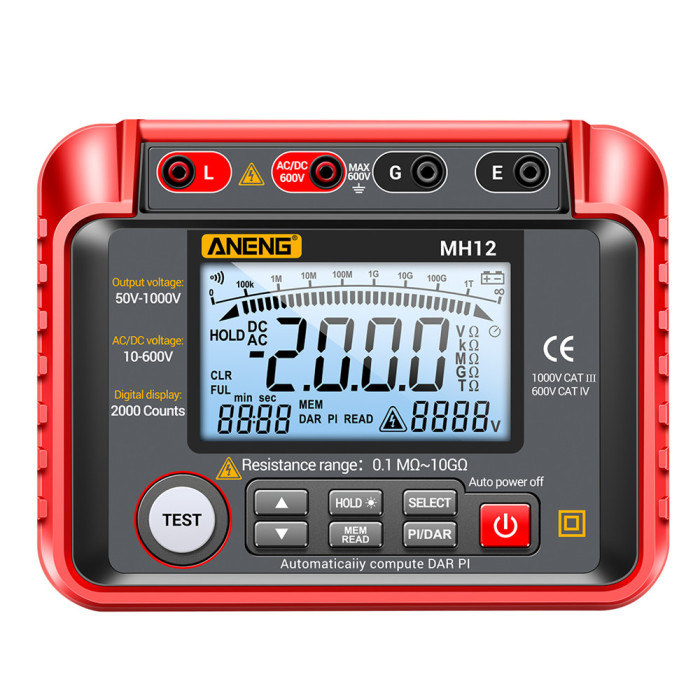 44€ with Coupon for ANENG MH12 Insulation Earth Resistance Tester Digital Meter AC - BANGGOOD