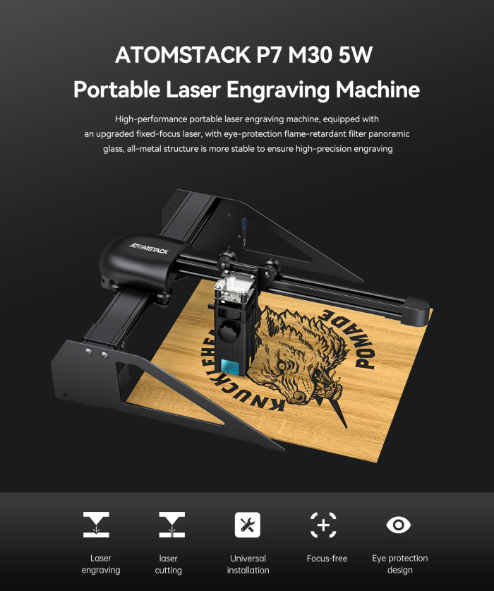 154€ with Coupon for ATOMSTACK P7 M30 Portable Laser Engraving Machine Wood - EU 🇪🇺 - BANGGOOD