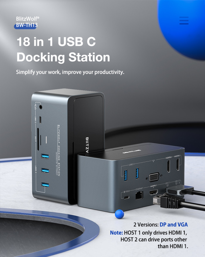 Get the BlitzWolf BW-TH13 Docking Station for 82€ only