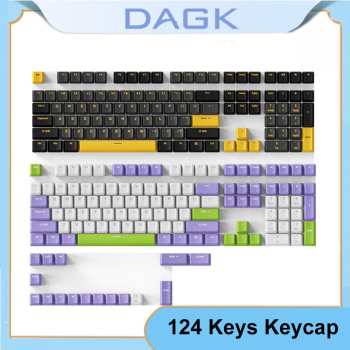 17€ with Coupon for DAGK 124 Keys Black Gold/Bauhinia PBT Keycap Set OEM - BANGGOOD