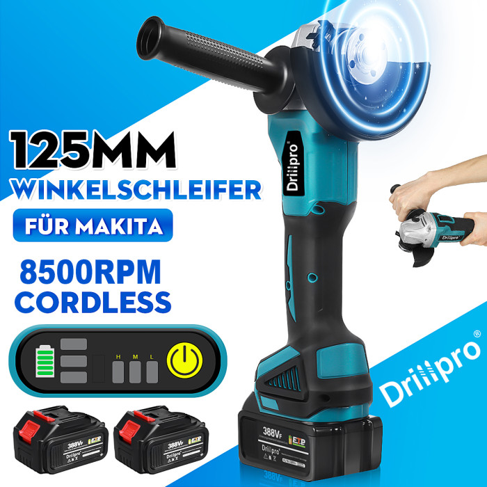 52€ with Coupon for Drillpro 125mm 18V Brushless Blue+Black Angle Grinder Rechargeable - EU 🇪🇺 - BANGGOOD
