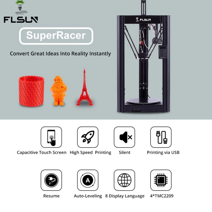 FLSUN SR 3D Printer - Pre-assembled, Dual Drive Extruder, EU Warehouse