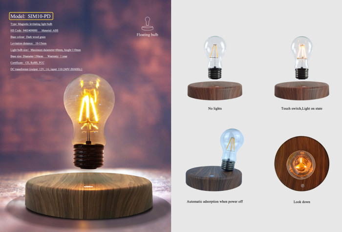 Get an Exclusive Discount off €57 for HCNT SIM10-PD Wooden Design Magnetic Levitating Light Bulb Floating LED Table Lamp - GEEKBUYING