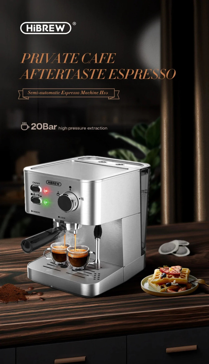167€ with Coupon for HiBREW H10 Powder/Pod dual-use Coffee Espresso Maker 20Bar Espresso - BANGGOOD