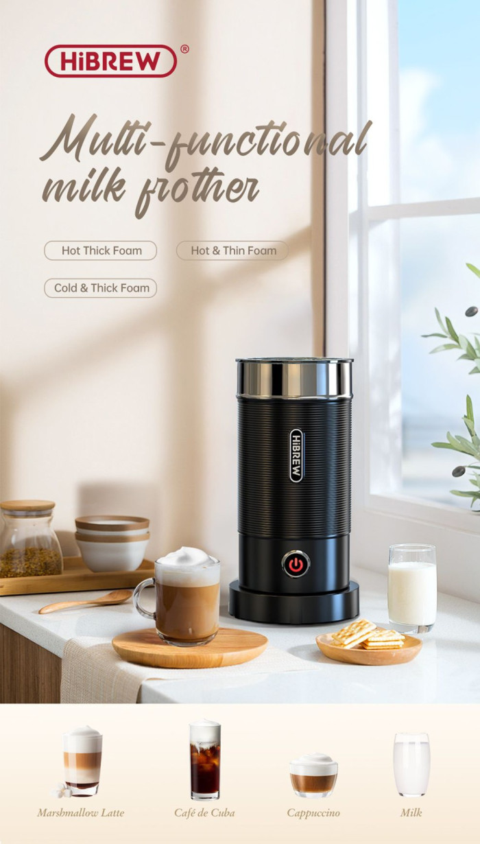 34€ with Coupon for HiBREW M1A 450W Milk Frother Foaming Machine, Chocolate - EU 🇪🇺 - GEEKBUYING