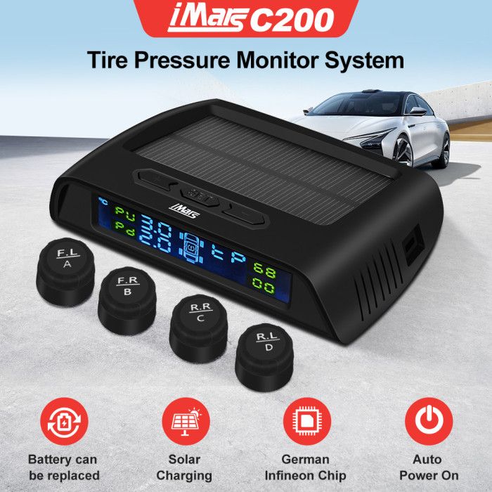 28€ with Coupon for iMars Car Solar Tire Pressure Monitor System Real-time Tester - BANGGOOD