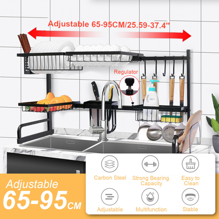 34€ with Coupon for Iron Art Retractable Storage Rack 63-93cm Carbon Steel Multifunctional - BANGGOOD