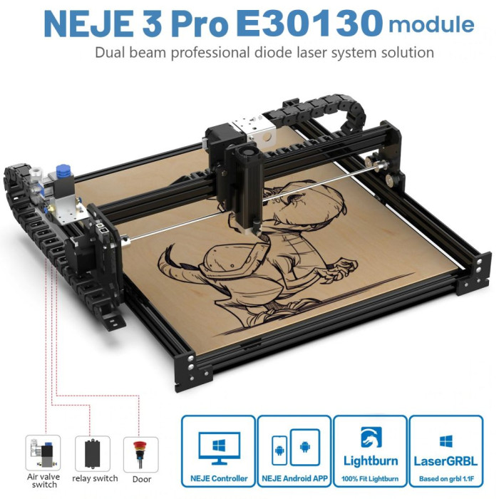 296€ with Coupon for NEJE 3 Pro E30130 5.5W Laser Engraver Cutter, - EU 🇪🇺 - GEEKBUYING