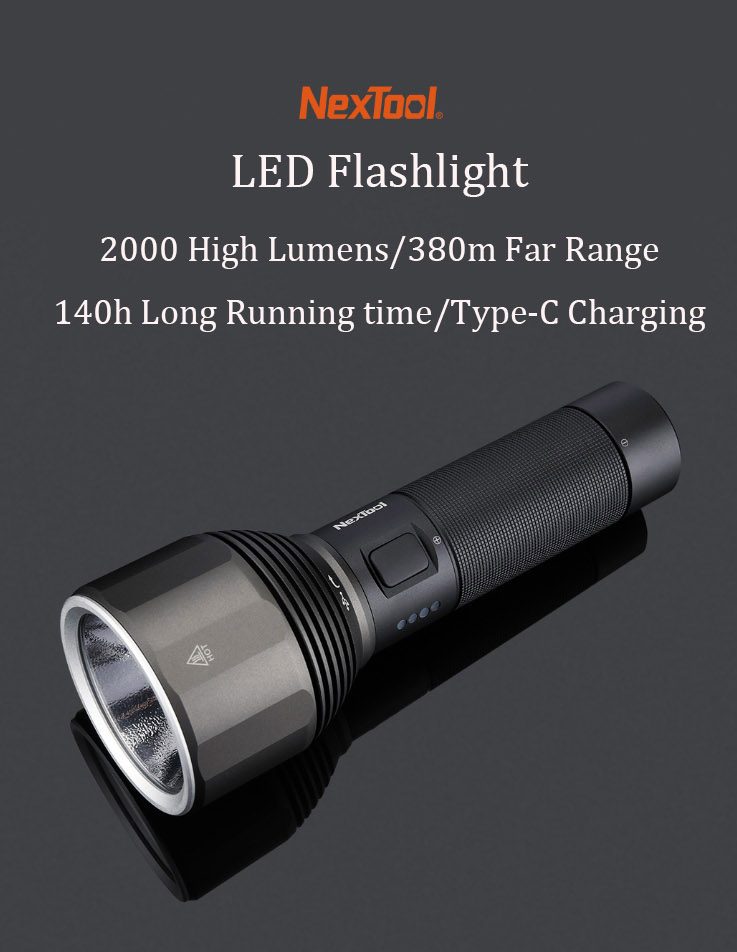 29€ with Coupon for NexTool XPH50.2 2000lm 6500K 380m USB-C Rechargeable Flashlight Strong - BANGGOOD