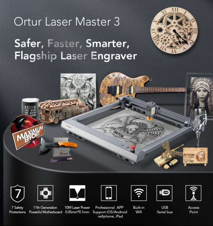 557€ with Coupon for ORTUR Laser Master 3 10W Laser Engraver Cutter, 20,000mm/min, - GEEKBUYING