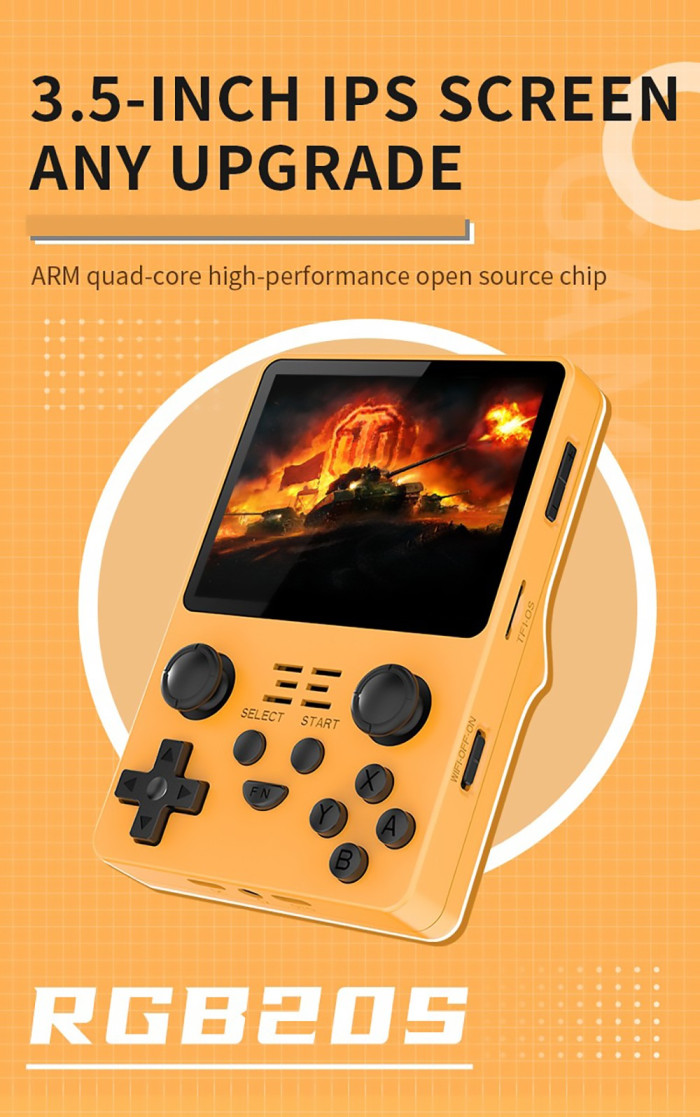 76€ with Coupon for Powkiddy RGB20S Handheld Game Console 16GB 128GBB 20,000 Games - GEEKBUYING
