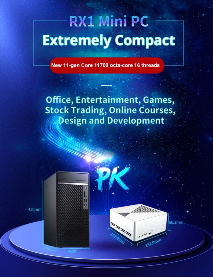 Meenhong RX1 Mini PC Windows 11 4K Mini PC