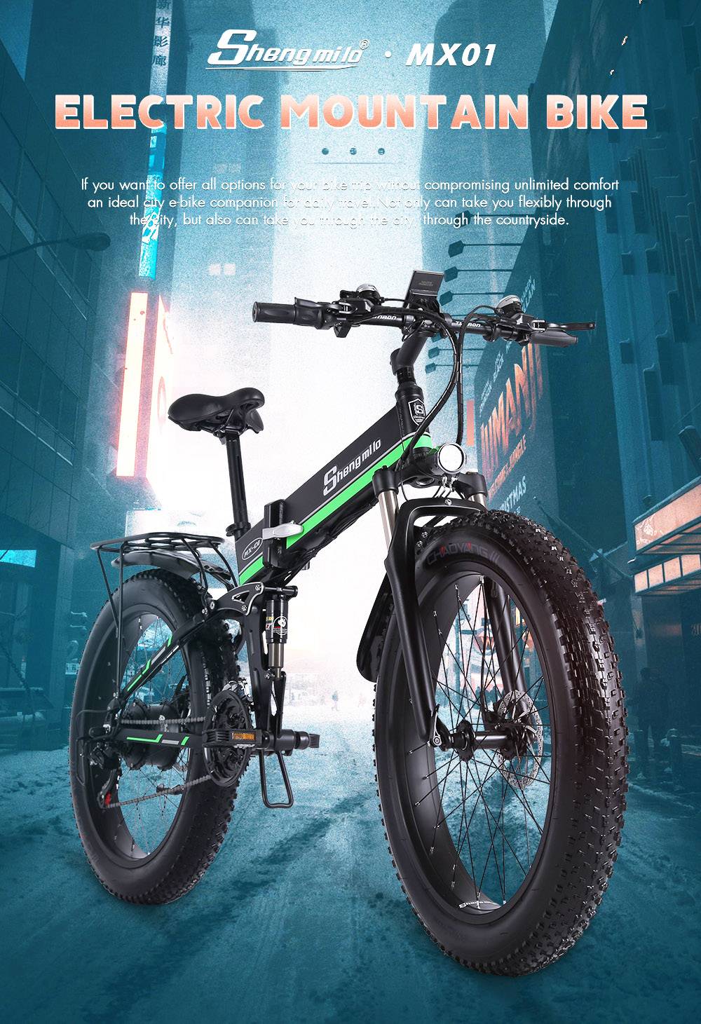Shengmilo MX01 26*4.0 Inch Fat Tire Electric Bike - EU 🇪🇺 - GEEKBUYING