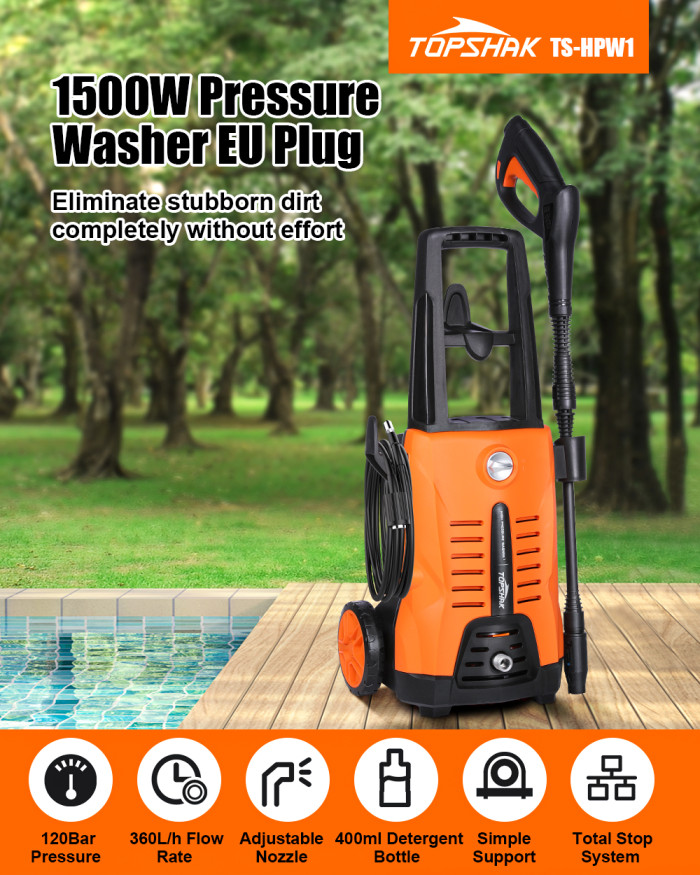 63€ with Coupon for TOPSHAK TS-HPW1 1740PSI Car Pressure Washer 1500W Electric - EU 🇪🇺 - BANGGOOD