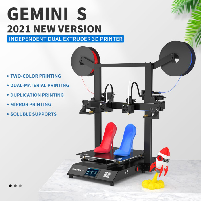 TRONXY Gemini S Dual Extruder 3D Printer Support - EU 🇪🇺 - GEEKBUYING