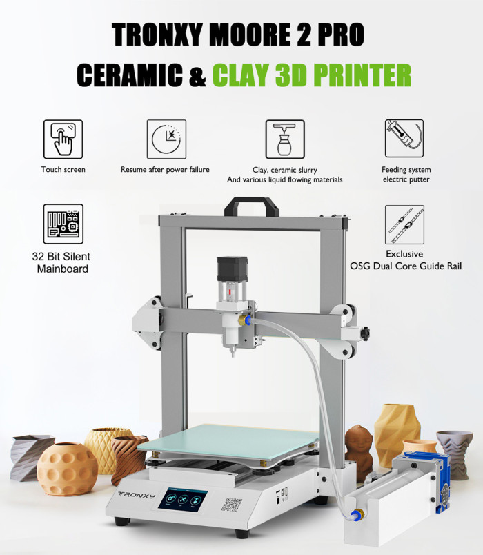 696€ with Coupon for TRONXY Moore 2 Pro Ceramic Clay 3D Printer - EU 🇪🇺 - GEEKBUYING