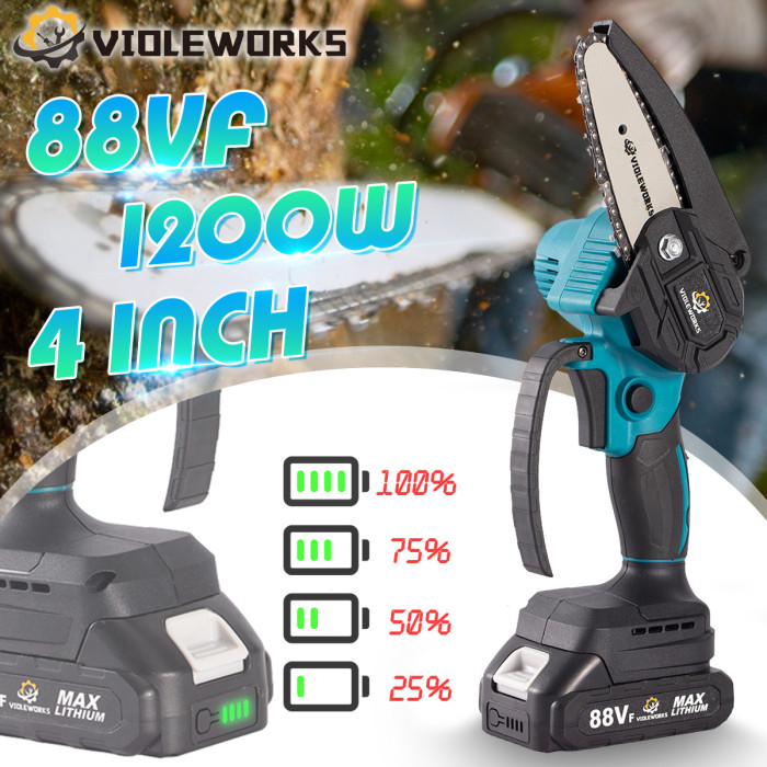 28€ with Coupon for VIOLEWORKS 4 Inch 88VF Cordless Electric Chain Saw - EU 🇪🇺 - BANGGOOD