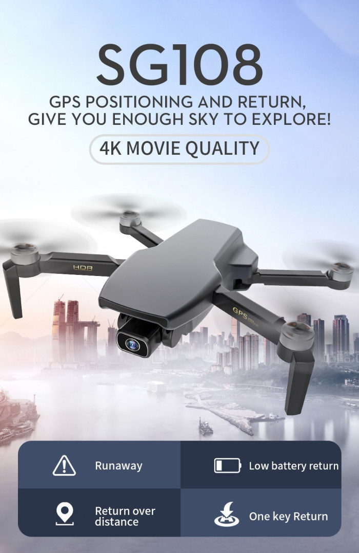 92€ with Coupon for ZLL SG108 RC Drone with 4K Adjustable Camera GPS - GEEKBUYING