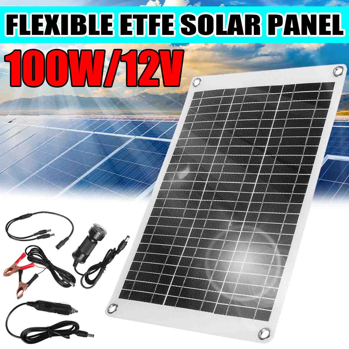 19€ with Coupon for 100W 12V ETFE Solar Panel Kit Phone Car - EU 🇪🇺 - BANGGOOD