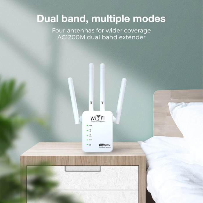 17€ with Coupon for 1200Mbps Repeater Wifi Amplifier 5G/2.4ghz Gigabit Router Extender Booster - BANGGOOD