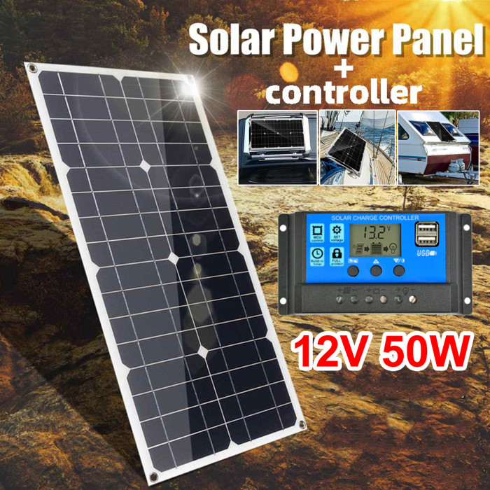 Get a 12V 50W Portable Solar Panel with Controller Trickle for Just €20
