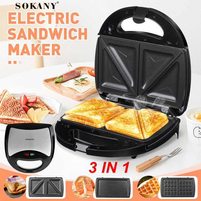 25€ with Coupon for 3 in 1 Sandwich Grill Waffle Maker Non-Stick Toaster - BANGGOOD