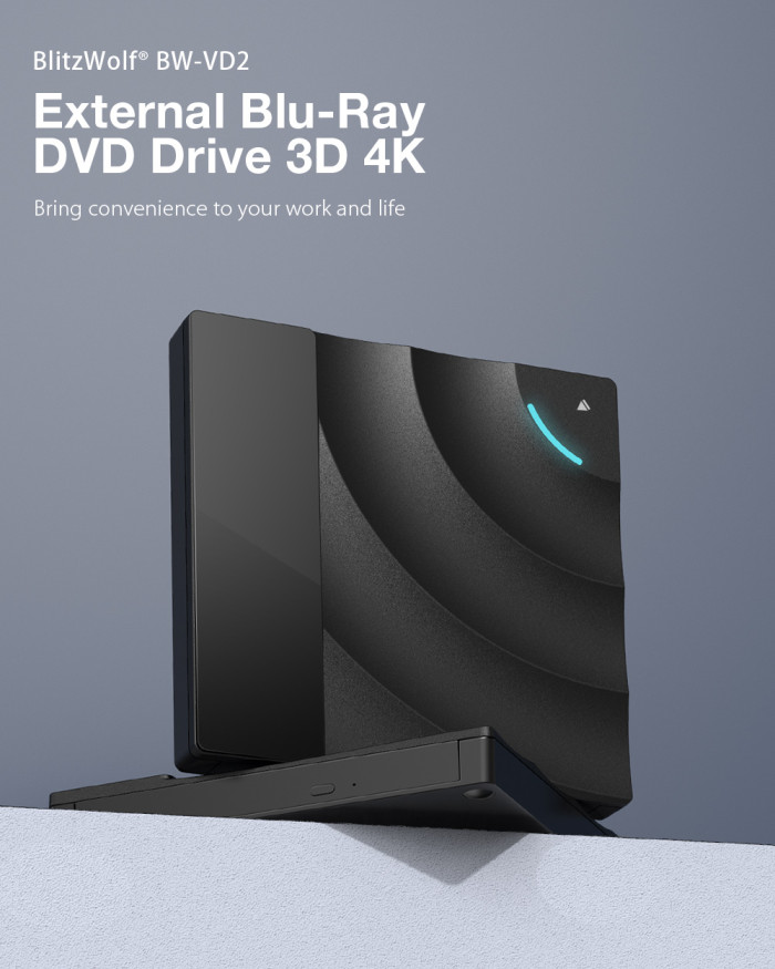 Uštedite velike na BlitzWolf BW-VD2 eksterni Blu-Ray DVD pogon 3D 4K - EU 🇪🇺 - BANGGOOD