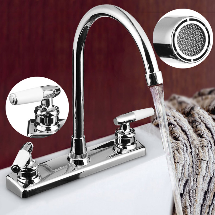 Double Holes and Handles Kitchen Faucet