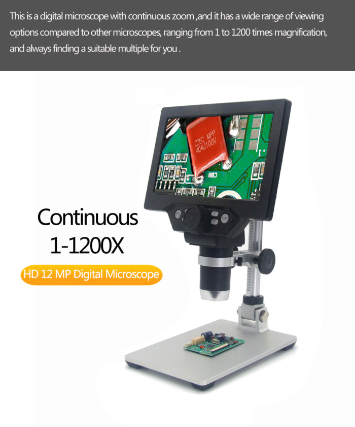 55€ with Coupon for G1200 Digital Microscope 12MP 7 Inch Large Color Screen - BANGGOOD