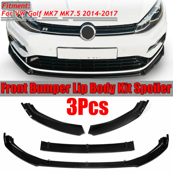 Get a Sleek Look for Your VW Golf with Glossy Black Front Bumper Lip Spoiler Trim 3PCS for just €33 with Coupon - Available in the EU at BANGGOOD