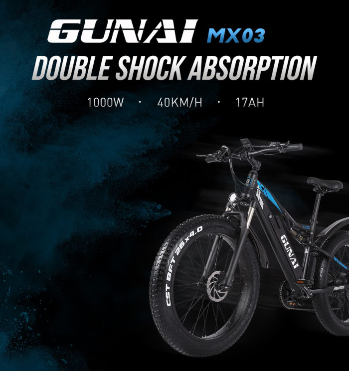 Get GUNAI MX03 1000W 48V 17AH 26inch Electric Bicycle with great discount on BANGGOOD