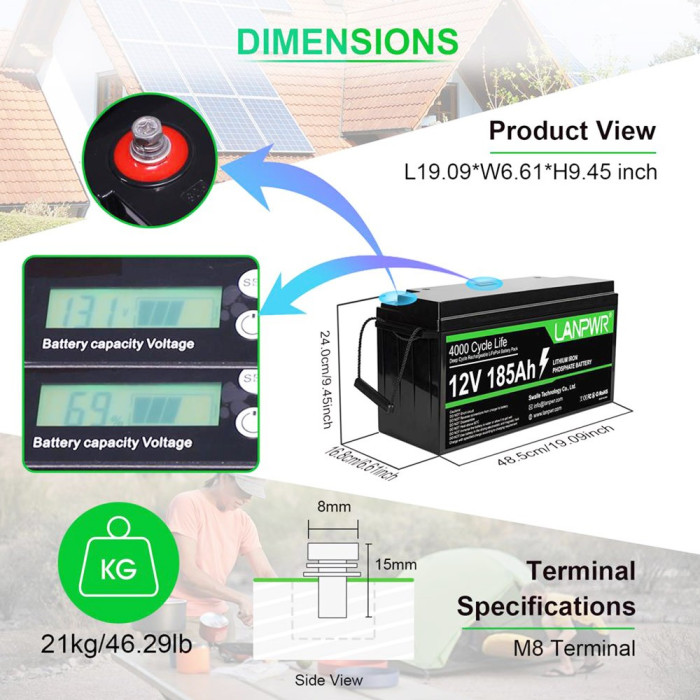 Save €566 with Coupon for LANPWR 12V 185Ah LiFePO4 Lithium Battery Pack Backup - EU 🇪🇺 - GEEKBUYING