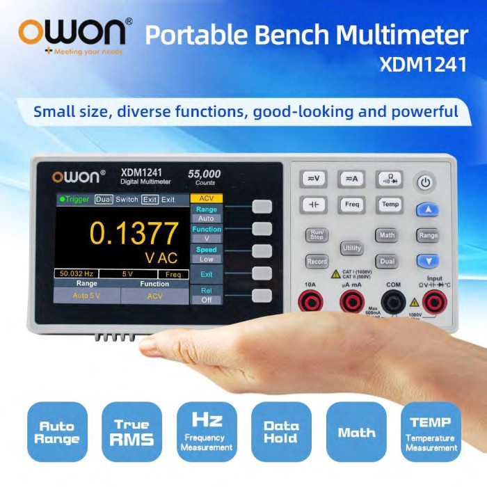 131€ with Coupon for OWON XDM1241 Portable Bench Digital Multimeter, 55000 Counts, True - GEEKBUYING