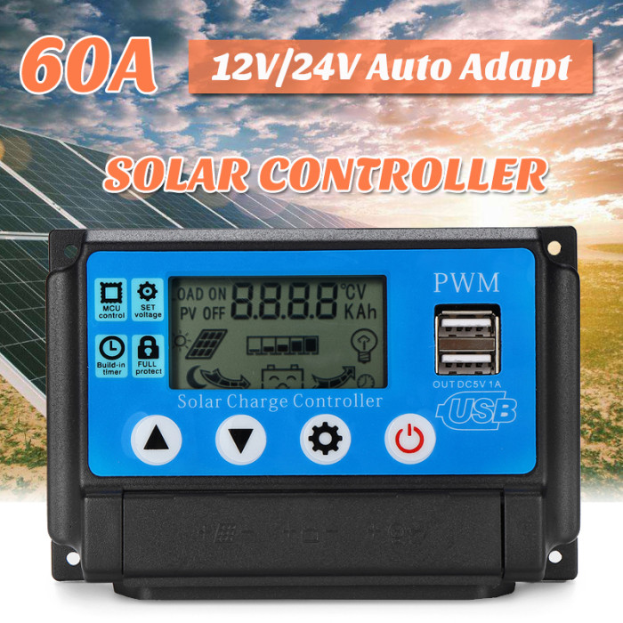 Nabavite PWM 60A 12/24V Auto Adapt solarni kontroler punjenja za samo 15€