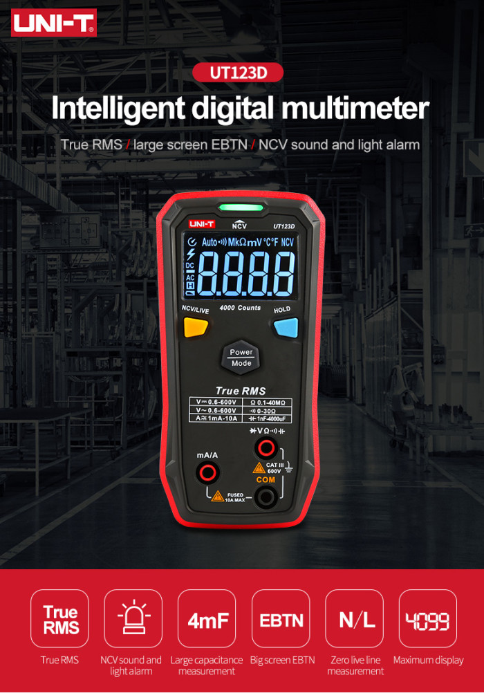 Get UNI-T Digital Smart Multimeter UT123D True RMS EBTN Display for just 18€ with Coupon - Exclusive Offer from BANGGOOD