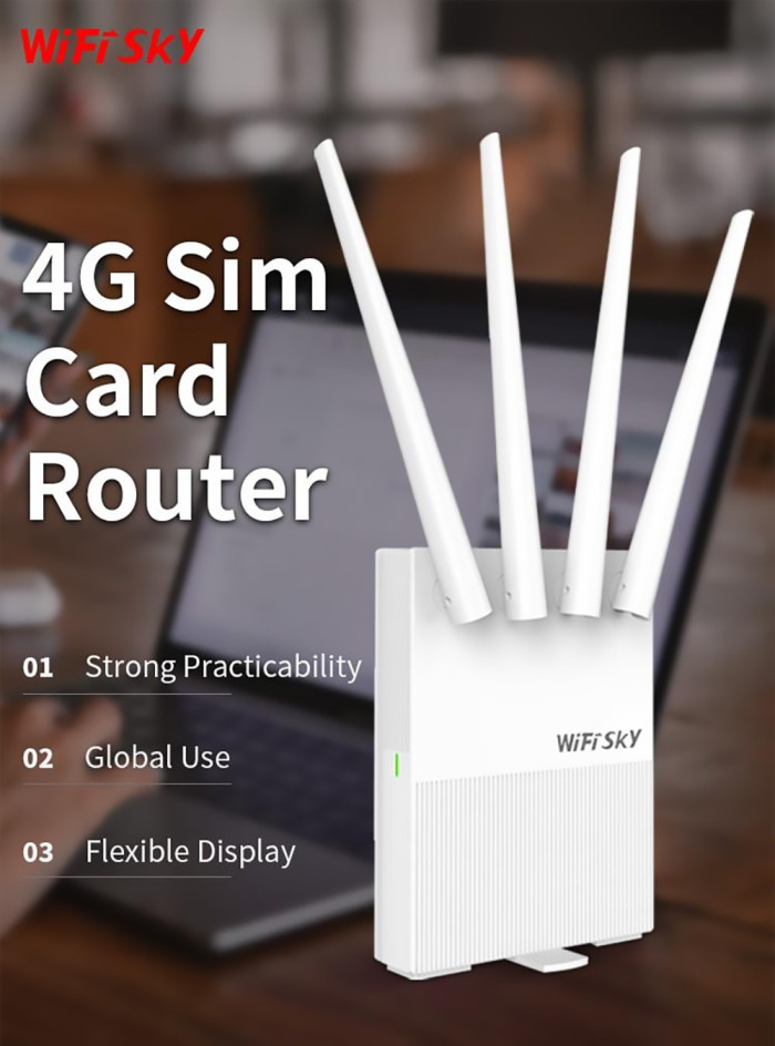 Get High Power WiFiSky R642 300M Wireless Router 4G to WiFi 4 Antennas for Only €55 with Coupon at GEEKBUYING