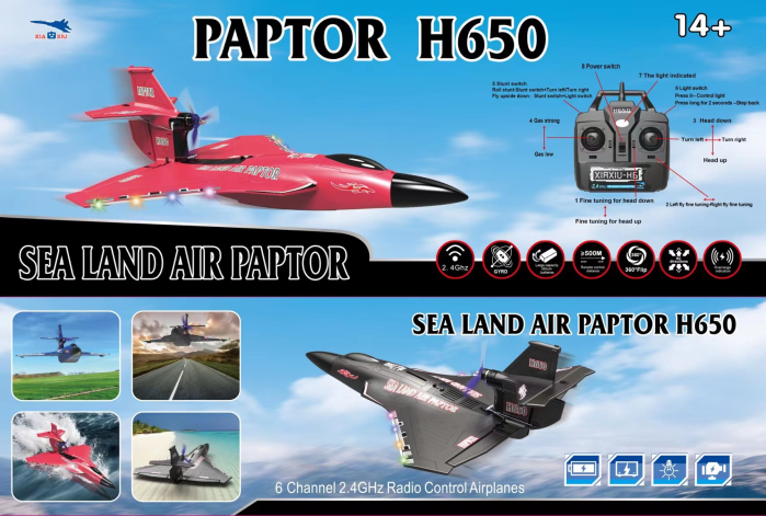 Get the XIAXIU Raptor H650 Sea Land Air 490mm Wingspan 2.4GHz for €107 with our coupon - BANGGOOD