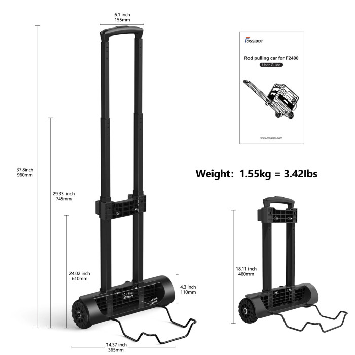 FOSSiBOT Folding Hand Truck, F2400 Portable Power Station - Portable and Foldable Hand Truck Cart to Make Heavy Loads Moveable