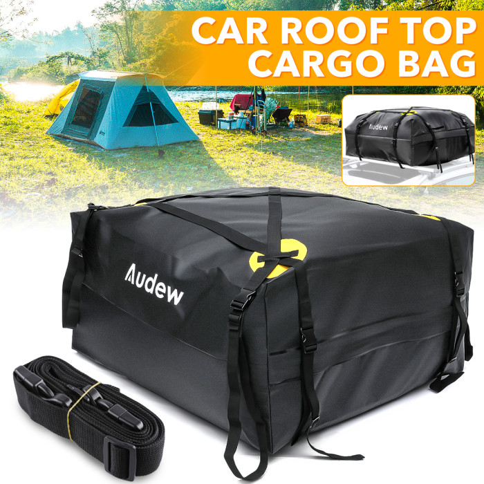 Audew 15 Cubic Cargo Carrier Bag Protection Rooftop Organizer Roof Storage Waterproof Package 600D for Cars Trucks Van SUV