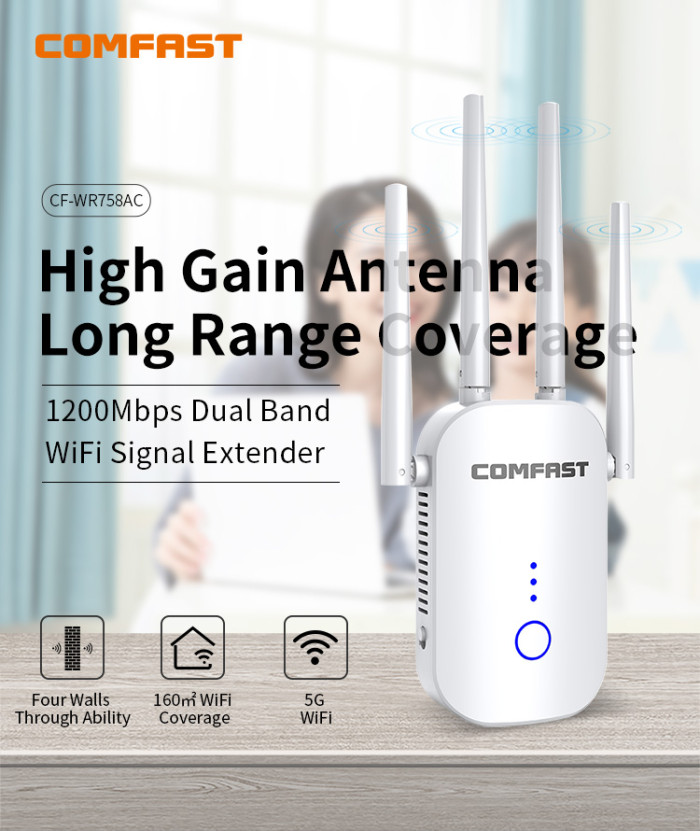 COMFAST CF-WR758AC WiFi Amplifier 1200Mbps Dual-band Antenna Extender Long