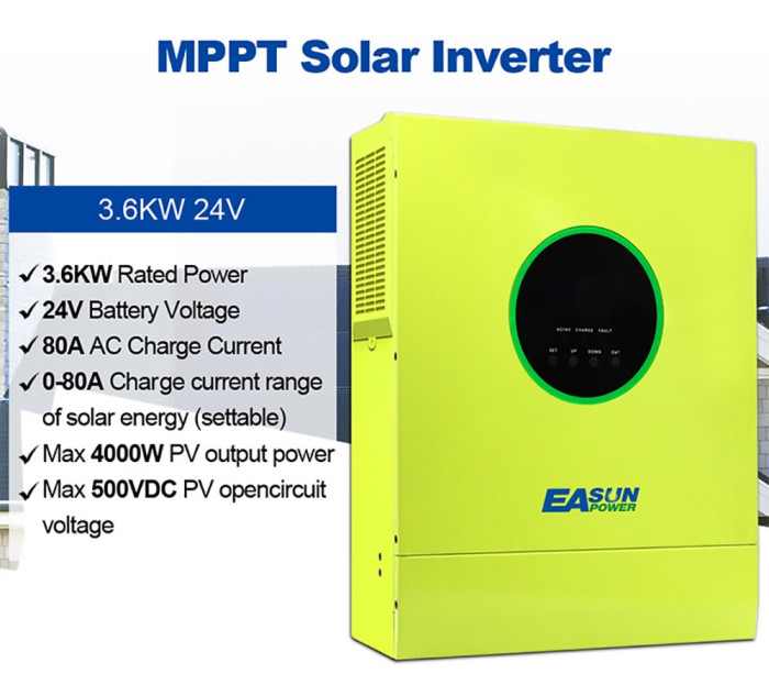 EASUN POWER 3600W Solar Inverter with MPPT 80A Solar Charger, 24V DC, 220/230V AC Off Grid Inverter, Built-in WiFi at 396€ with Coupon - EU 🇪🇺 - GEEKBUYING