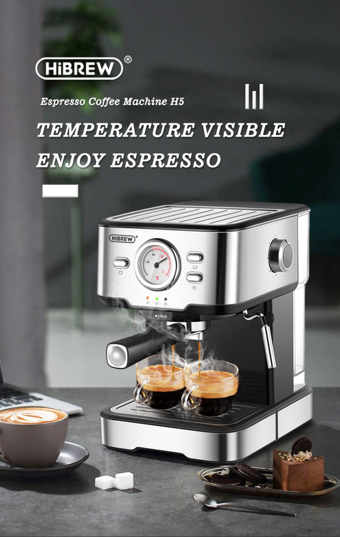 Get your HiBREW H5 1050W Coffee Maker, 20 Bar Semi-Auto - EU for only 97€ with Coupon from GEEKBUYING