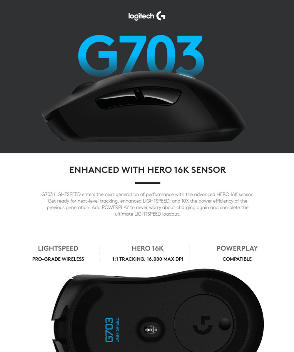 Logitech G703 LIGHTSPEED Wireless Gaming Mouse 16000DPI Hero 16K - GEEKBUYING
