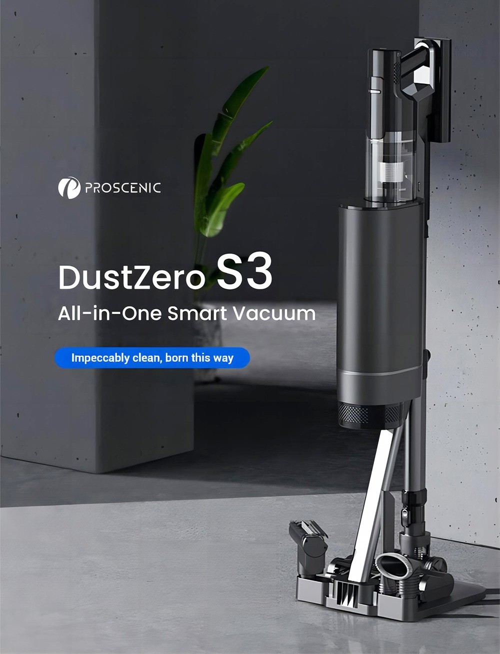 Proscenic DustZero S3 Cordless Vacuum Cleaner with Auto Empty Station