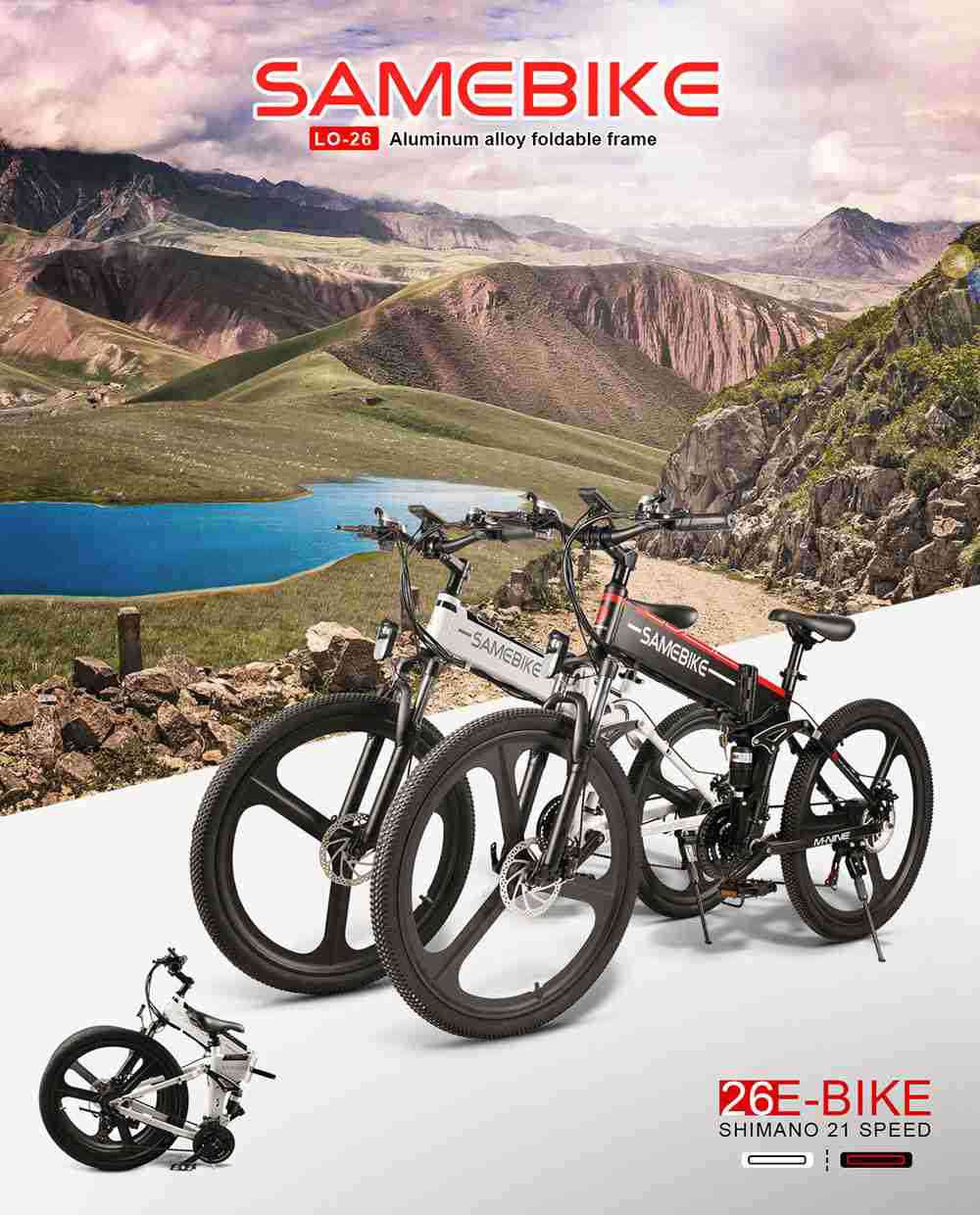Get Samebike LO26 Smart Folding Electric Moped Bike 26 at €766 Only - GEEKBUYING
