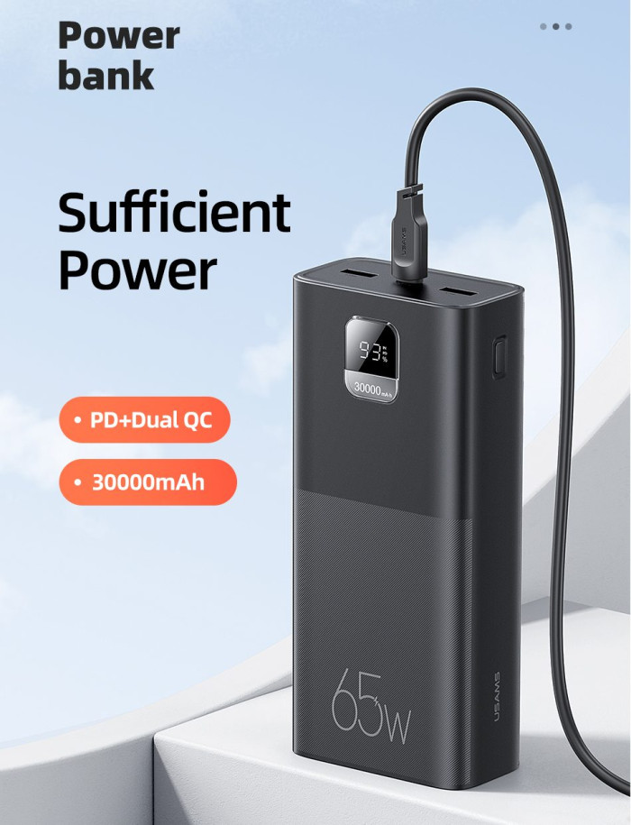 Get the USAMS 30000mAh 65W Digital Display Fast Charging Power Bank for just 57€ with our exclusive coupon - BANGGOOD