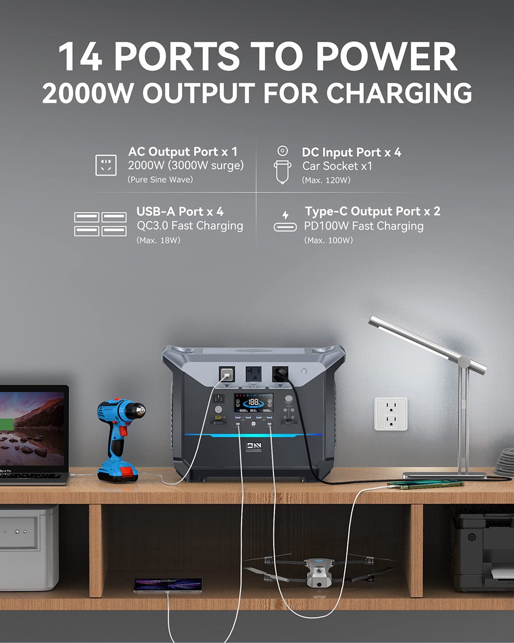 746€ with Coupon for DaranEner NEO2000 Portable Power Station, 2073.6Wh LiFePO4 Battery - EU 🇪🇺 - GEEKBUYING