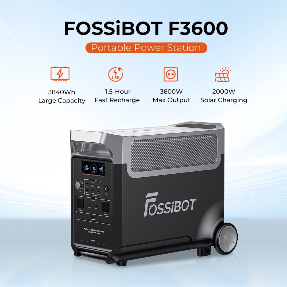 FOSSiBOT F3600 Portable Power Station + 3 x FOSSiBOT SP420 420W Solar Panel