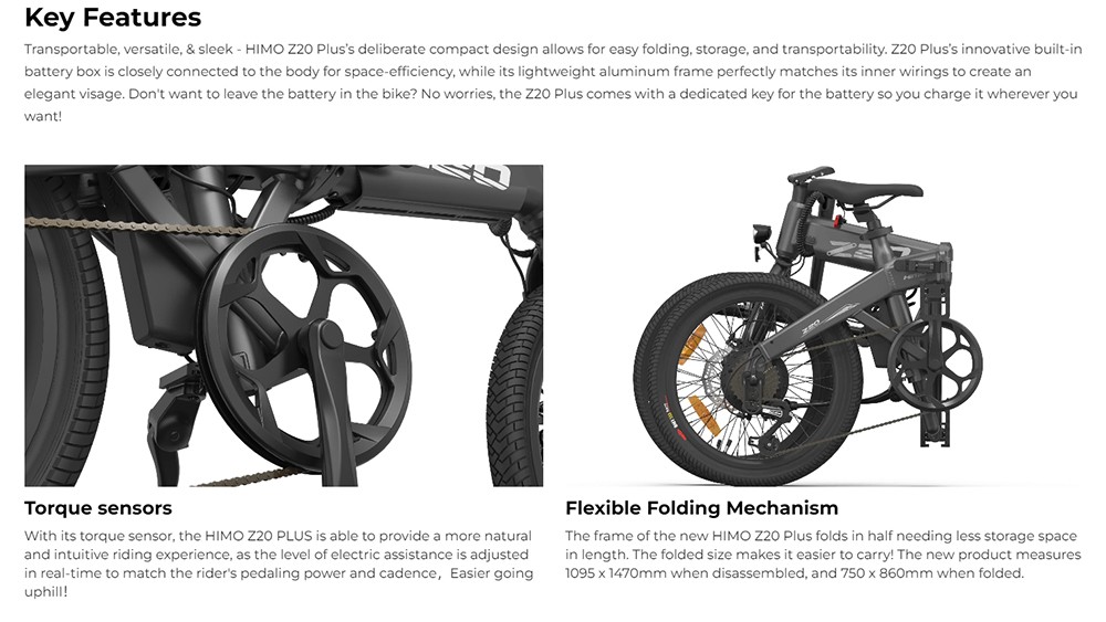 956€ with Coupon for HIMO Z20 Plus Folding E-bike 20*2.125 inch Tire - EU 🇪🇺 - GEEKBUYING